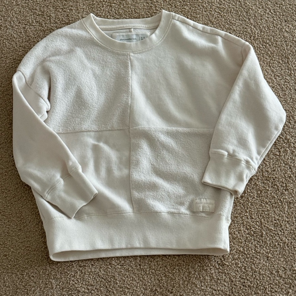 Abercrombie Kids Cream Textured Crewneck Sweatshirt Size 5/6